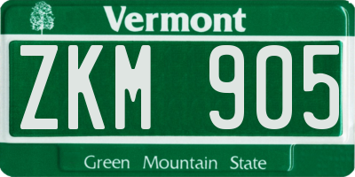 VT license plate ZKM905