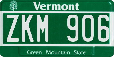 VT license plate ZKM906