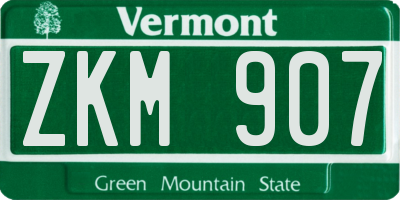 VT license plate ZKM907