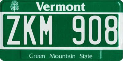 VT license plate ZKM908