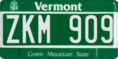 VT license plate ZKM909