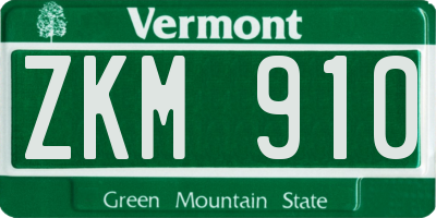 VT license plate ZKM910