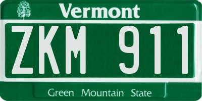 VT license plate ZKM911