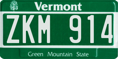 VT license plate ZKM914