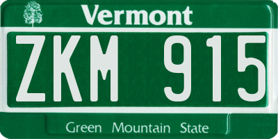 VT license plate ZKM915