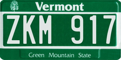 VT license plate ZKM917
