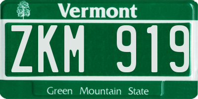 VT license plate ZKM919