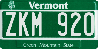 VT license plate ZKM920