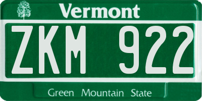 VT license plate ZKM922