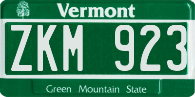 VT license plate ZKM923