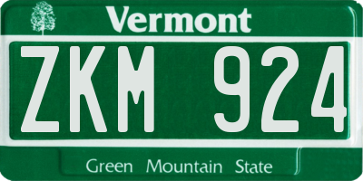 VT license plate ZKM924
