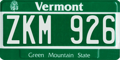 VT license plate ZKM926