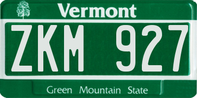 VT license plate ZKM927