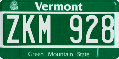 VT license plate ZKM928