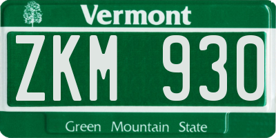 VT license plate ZKM930