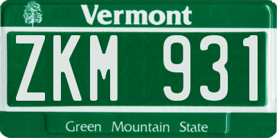 VT license plate ZKM931