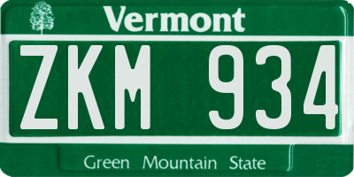 VT license plate ZKM934
