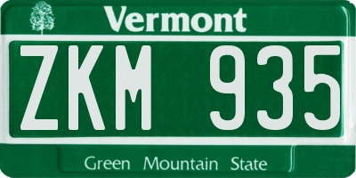 VT license plate ZKM935