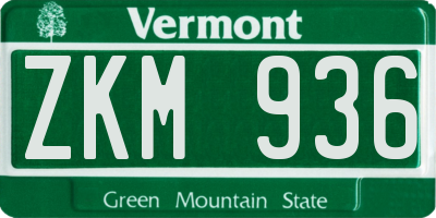 VT license plate ZKM936