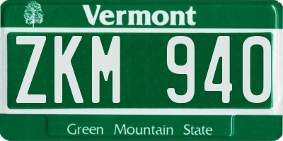 VT license plate ZKM940