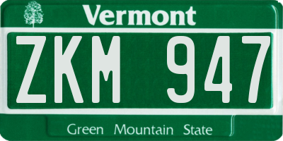 VT license plate ZKM947