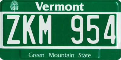 VT license plate ZKM954