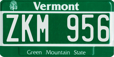 VT license plate ZKM956