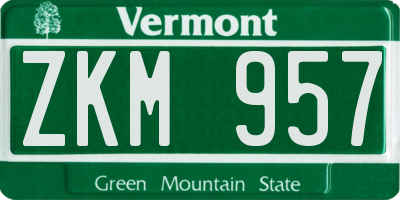 VT license plate ZKM957