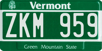 VT license plate ZKM959