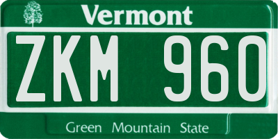 VT license plate ZKM960