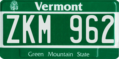 VT license plate ZKM962