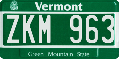 VT license plate ZKM963