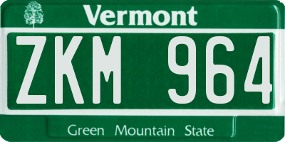 VT license plate ZKM964