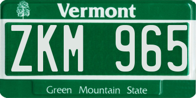 VT license plate ZKM965