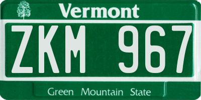 VT license plate ZKM967