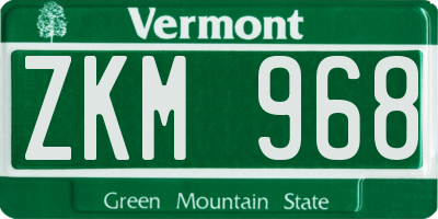 VT license plate ZKM968