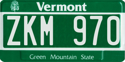VT license plate ZKM970