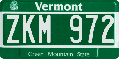 VT license plate ZKM972