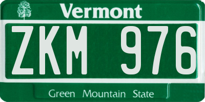 VT license plate ZKM976