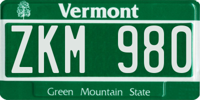 VT license plate ZKM980