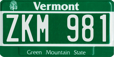 VT license plate ZKM981