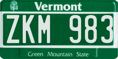 VT license plate ZKM983