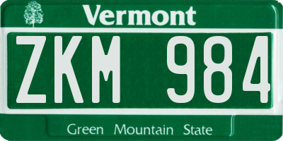 VT license plate ZKM984