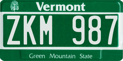 VT license plate ZKM987