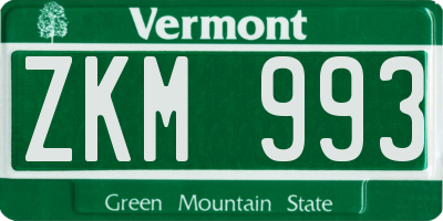 VT license plate ZKM993