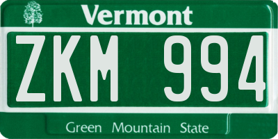VT license plate ZKM994