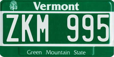 VT license plate ZKM995