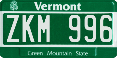 VT license plate ZKM996