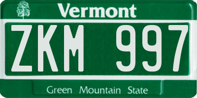 VT license plate ZKM997
