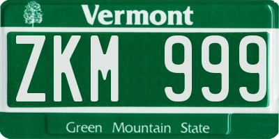 VT license plate ZKM999